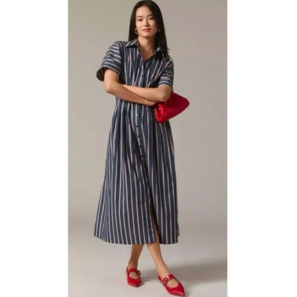 Anthropologie Dresses & Skirts - Anthropologie The Tobie Button-Front Pleated Shirt Dress by Exquise Medium